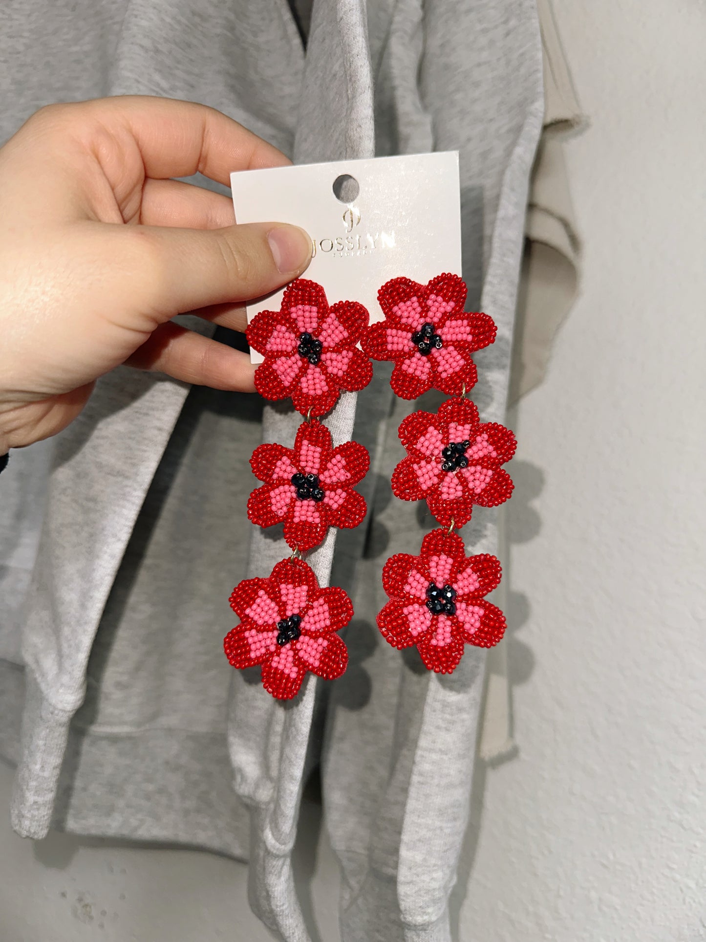Red Flower Earrings